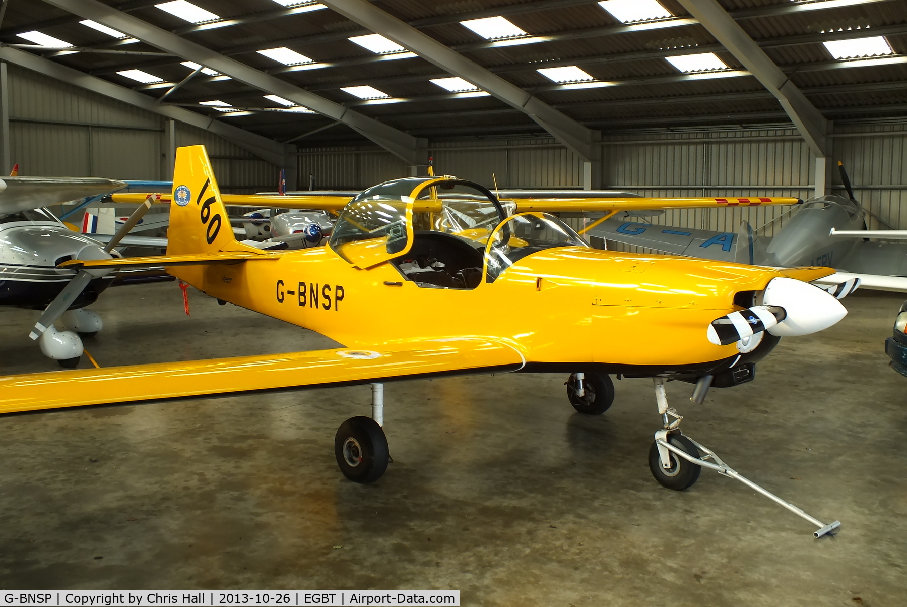 G-BNSP, 1987 Slingsby T-67M Firefly Mk2 C/N 2044, hangared at Turweston