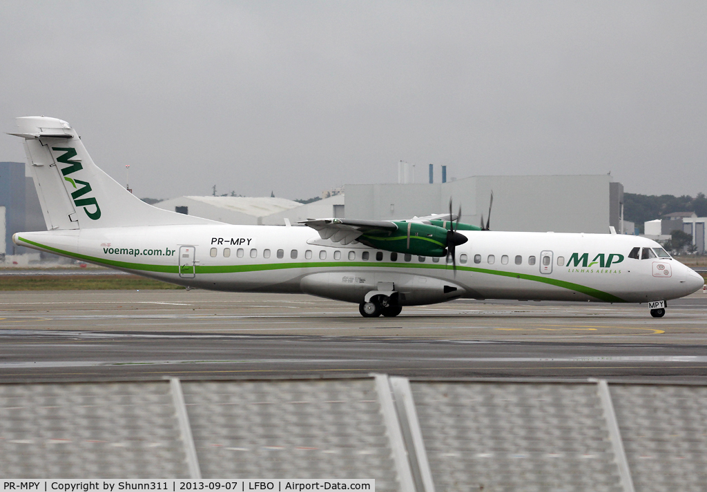 PR-MPY, 1997 ATR 72-202 C/N 519, Delivery day and passing at LFBO for customs services... Stored long time at LFBF...