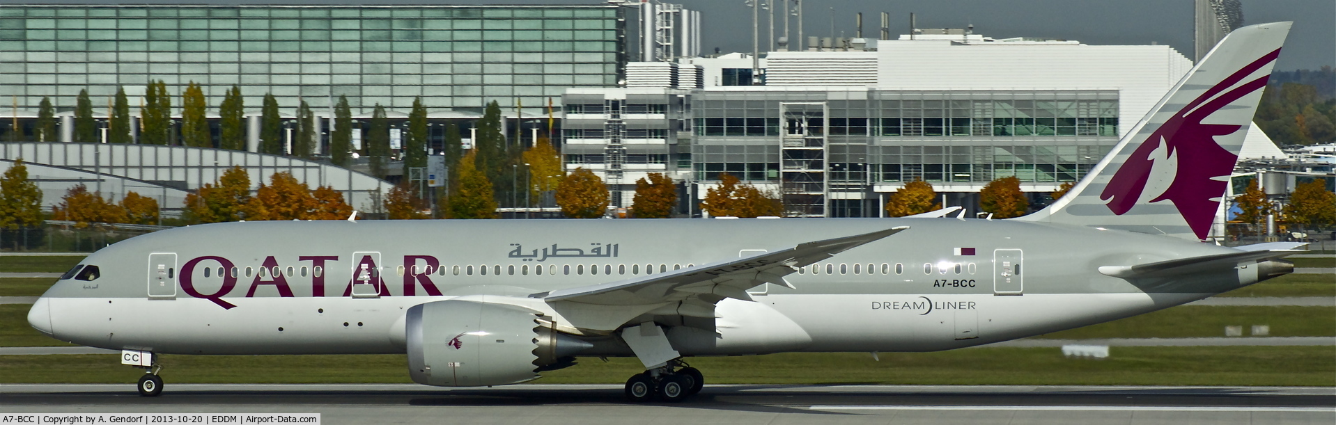 A7-BCC, 2012 Boeing 787-8 Dreamliner C/N 38321, Qatar Airways, seen here shortly after landing at München(EDDM)