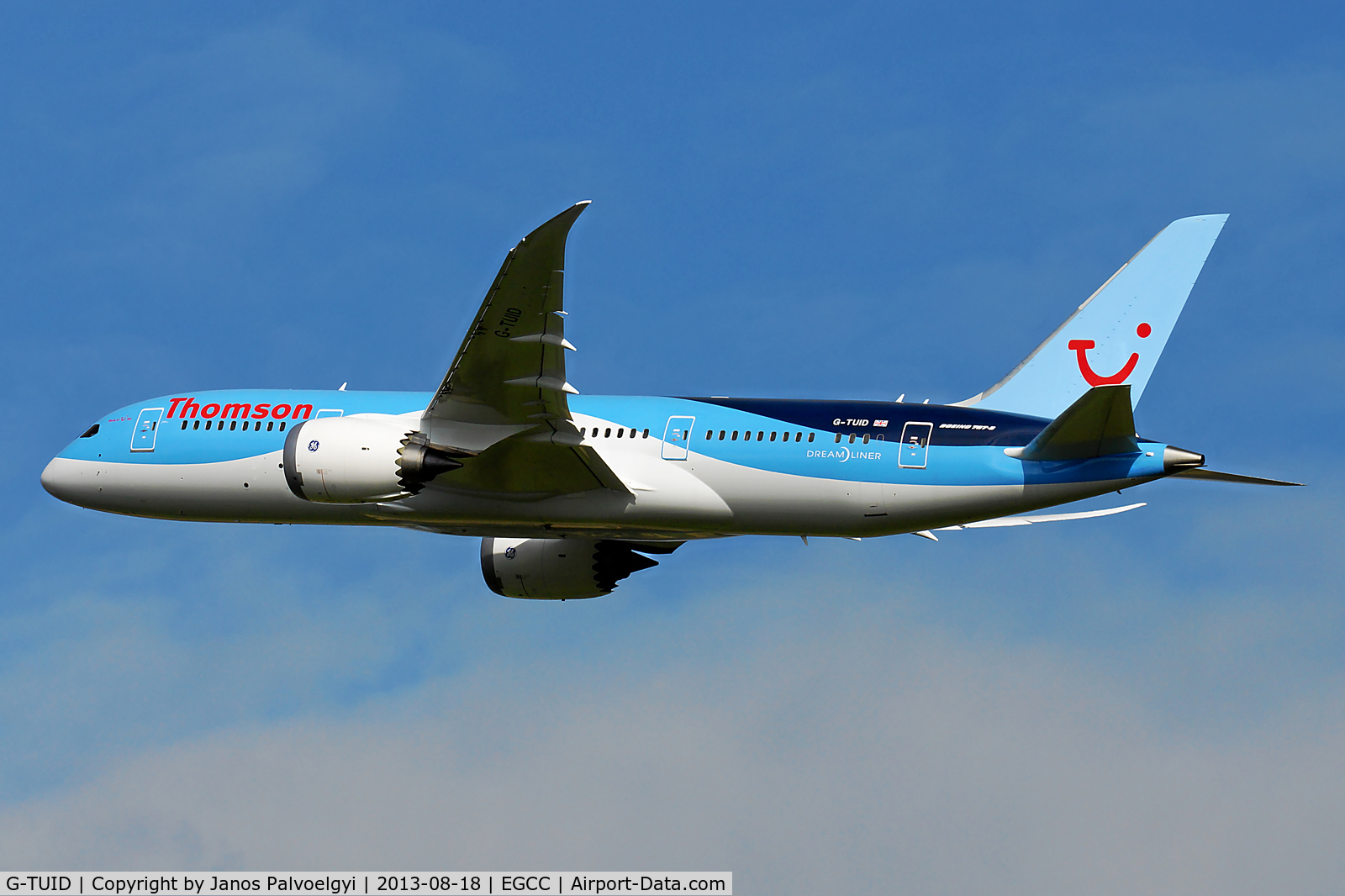 G-TUID, 2013 Boeing 787-8 Dreamliner C/N 36424, Thomson Airways Boeing B787-8 Dreamliner takeoff in MAN/EGCC