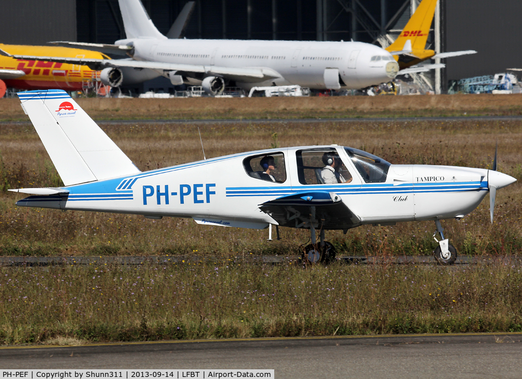 PH-PEF, 1997 Socata TB-9 Tampico C/N 1832, Arriving from flight and taxiing to the General Aviation area...