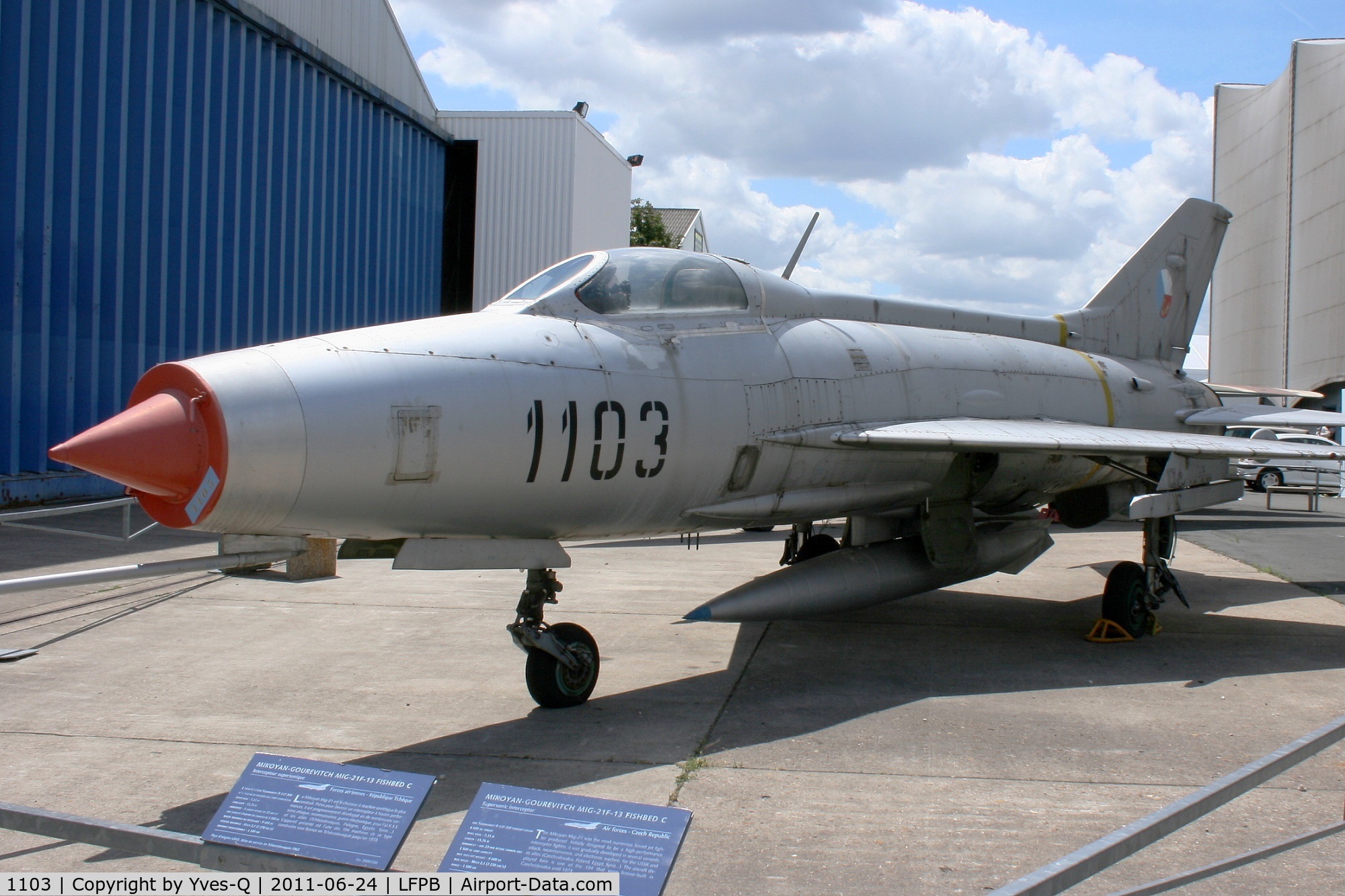 1103, Mikoyan-Gurevich MiG-21F-13 C/N 161103, Czechoslovak Aéro S-106 (Mig 21F-13)  , Air & Space Museum Paris-Le Bourget (LFPB)