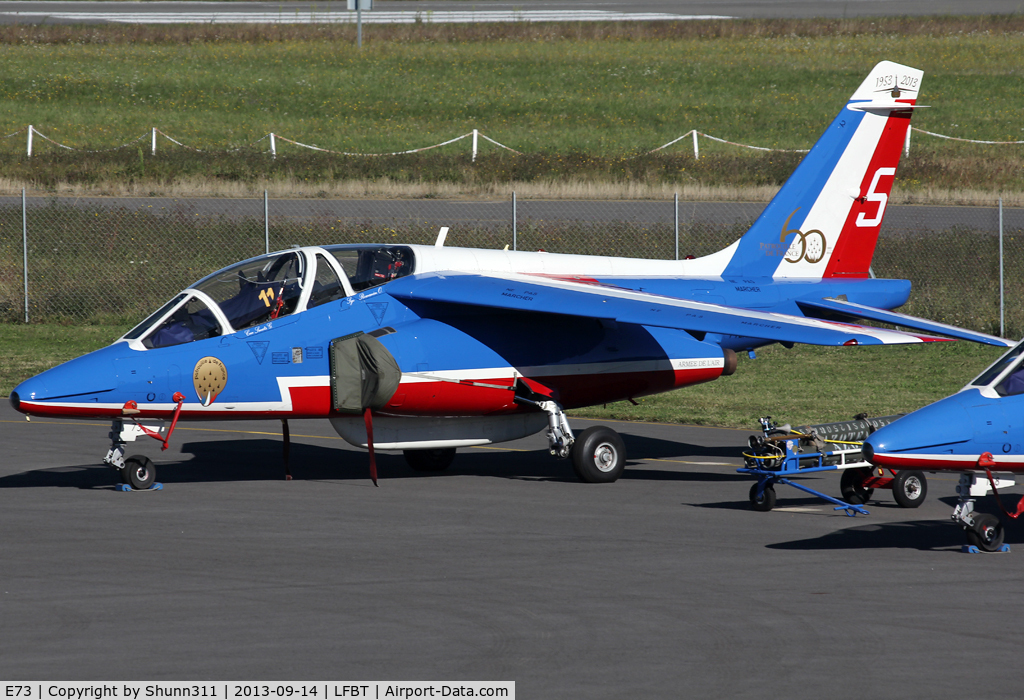 E73, Dassault-Dornier Alpha Jet E C/N E73, Parked at the General Aviation area with additional '60th anniversary' patch