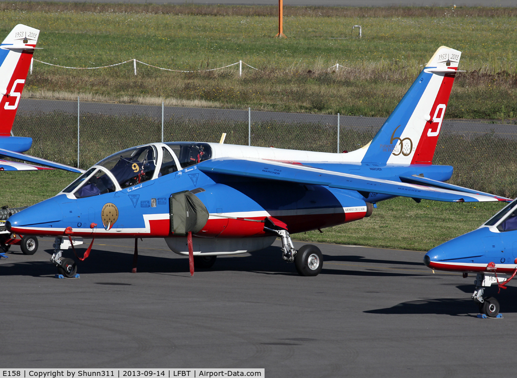 E158, Dassault-Dornier Alpha Jet E C/N E158, Parked at the General Aviation area with additional '60th anniversary' patch...