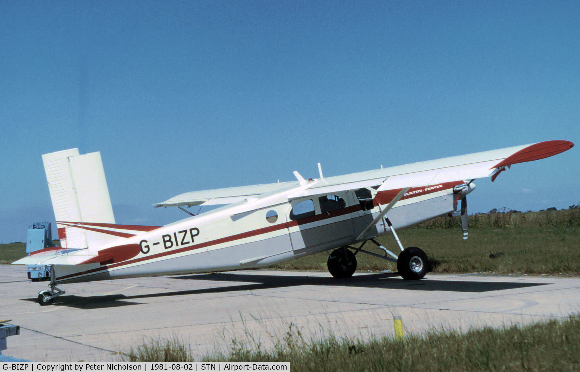 G-BIZP, 1981 Pilatus PC-6/B2-H2 Turbo Porter C/N 812, Pilatus Turbo-Porter as seen at Stansted in th Summer of 1981.