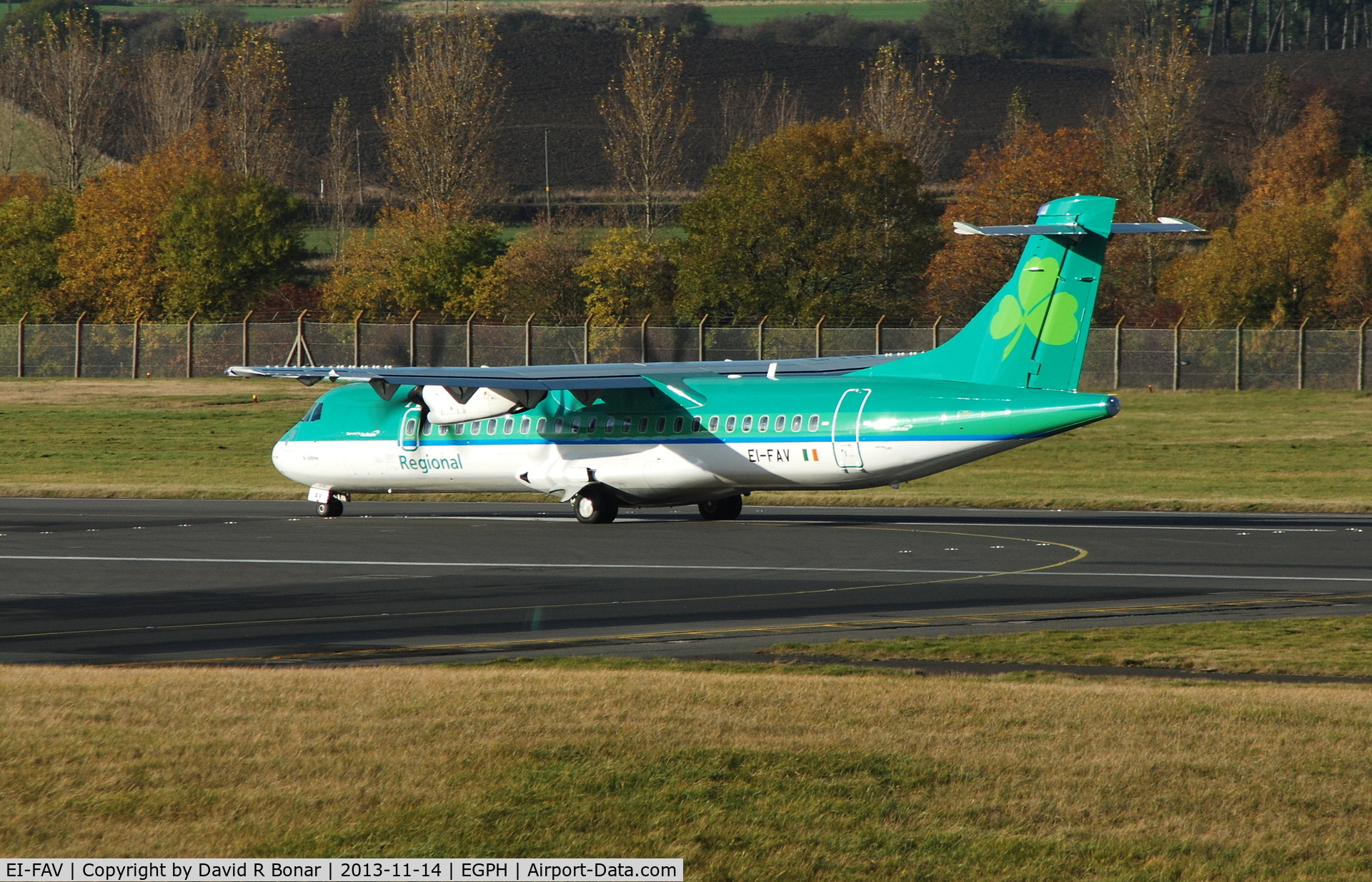 EI-FAV, 2013 ATR 72-600 (72-212A) C/N 1105, Departing Edinburgh heading back to Dublin