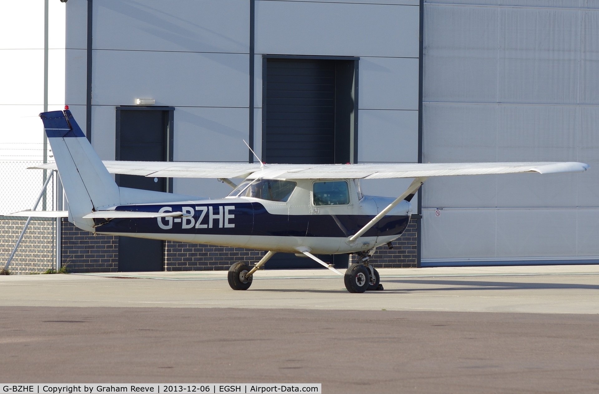 G-BZHE, 1978 Cessna 152 C/N 152-81303, Parked at Norwich.