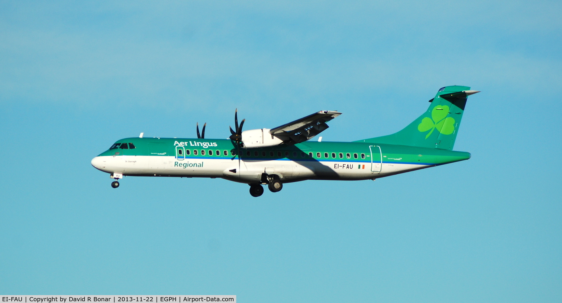 EI-FAU, 2013 ATR 72-600 (72-212A) C/N 1098, Mid morning arrival from Dublin