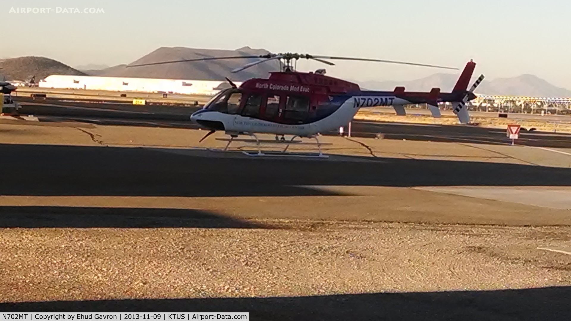 N702MT, 2013 Bell 407GX C/N 54131, MedTrans helicopter at their hangar, Tucson AZ