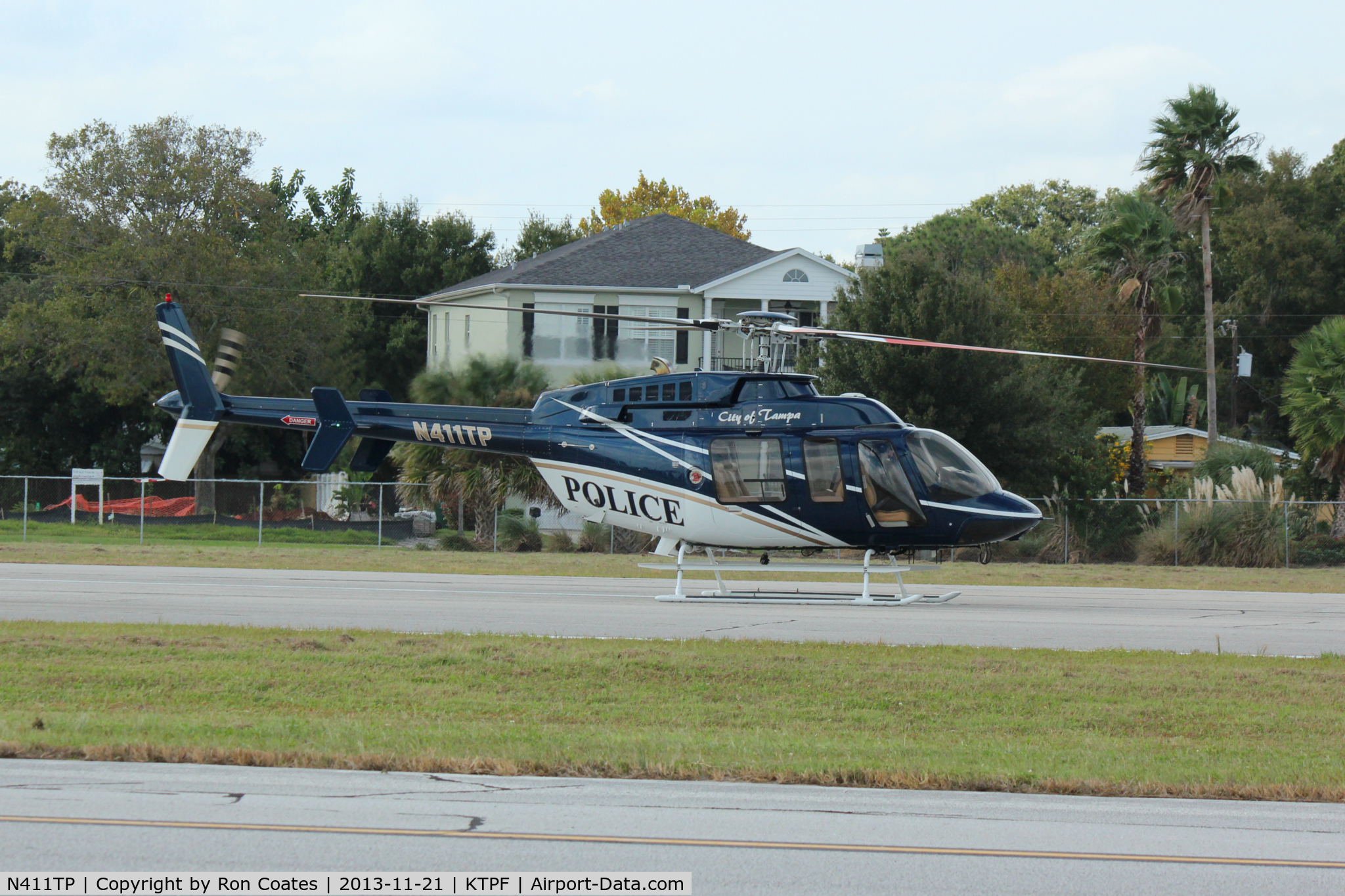 N411TP, 2001 Bell 407 C/N 53487, This Tampa Police Bell 407 is practicing landings at the Peter O Knight Airport on Tampa's Davis Island