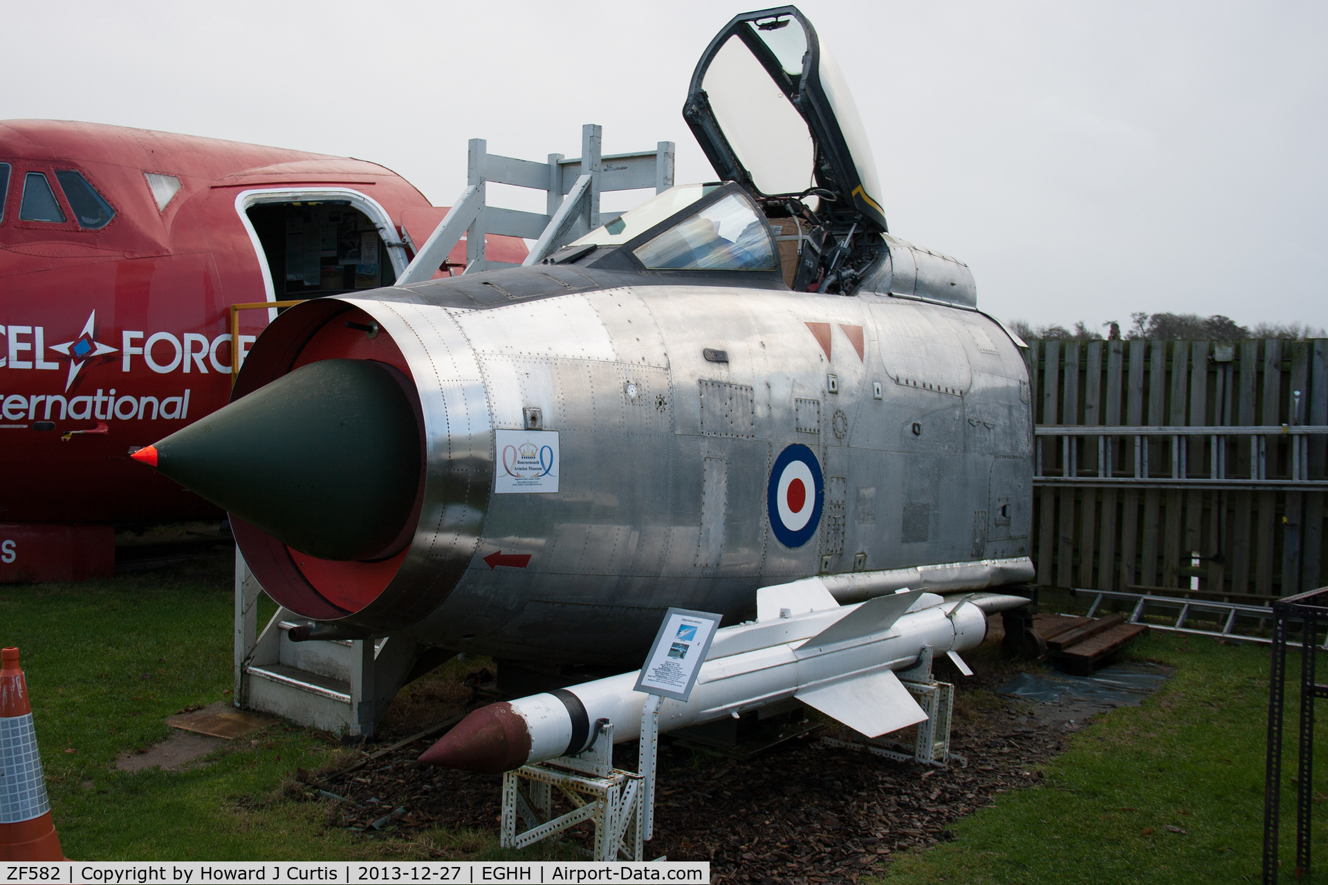 ZF582, English Electric Lightning F.53 C/N 95281, Nose only. On display at the Bournemouth Aviation Museum.