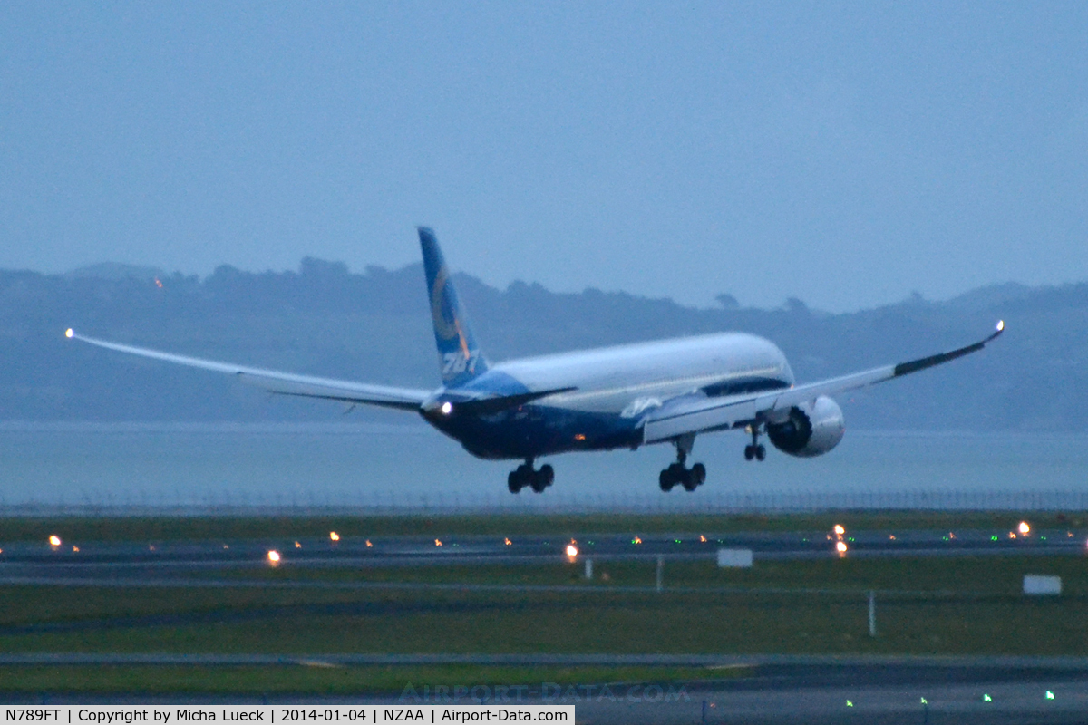 N789FT, 2013 Boeing 787-9 Dreamliner C/N 41989, Arriving in AKL on its first ever trip outside the USA
