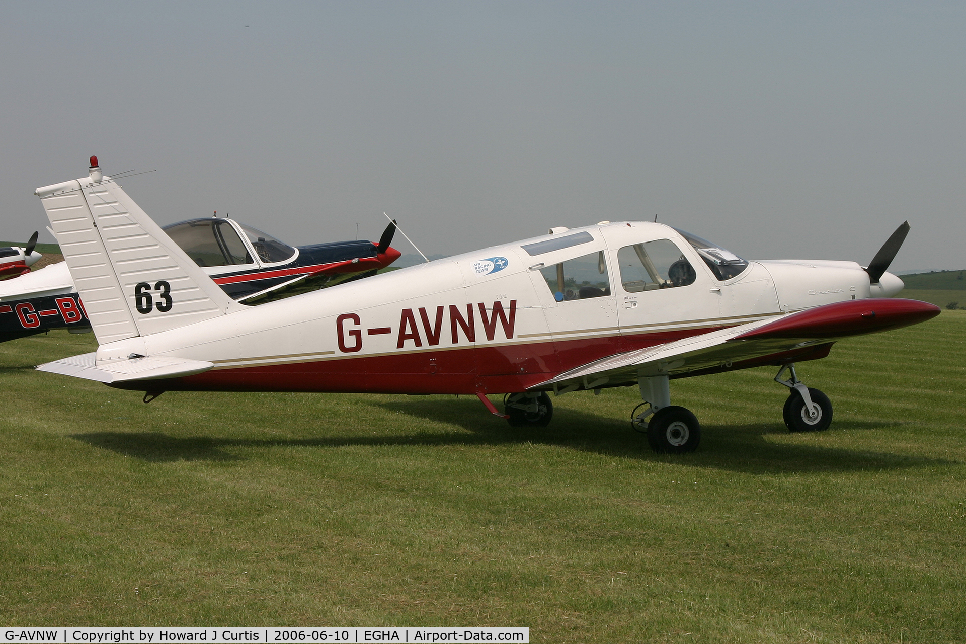 G-AVNW, 1967 Piper PA-28-180 Cherokee C/N 28-4210, Race number 63, at the Dorset Air Races.