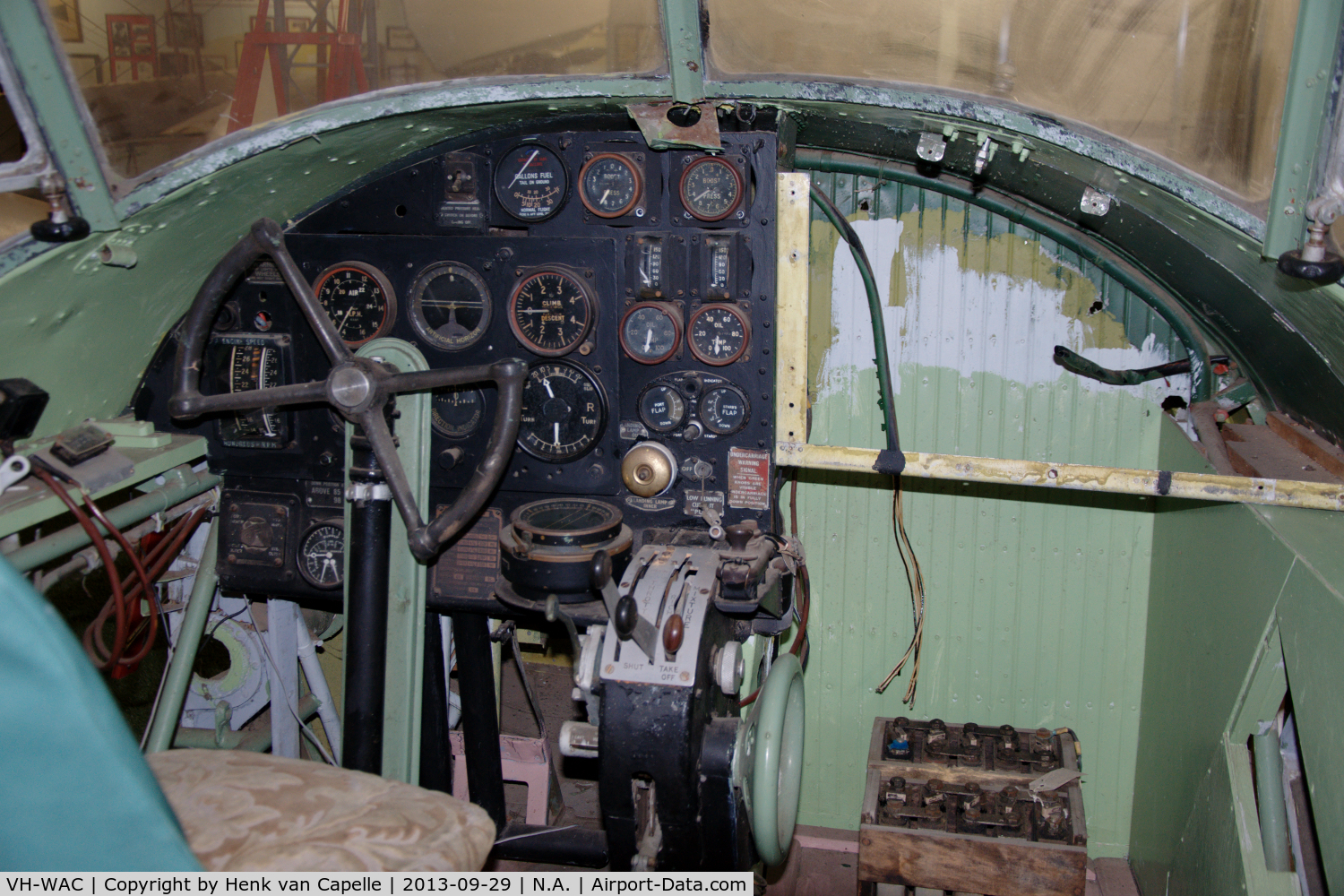VH-WAC, Avro 652A Anson 1 C/N MG271, The partly restored cockpit of Avro Anson VH-WAC 