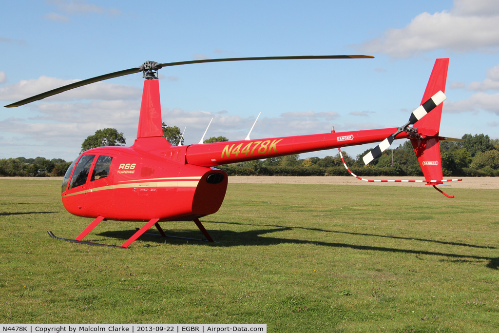 N4478K, 2011 Robinson R66 Turbine C/N 0031, Robinson R66 at The Real Aeroplane Club's Helicopter Fly-In, Breighton Airfield, September 2013.