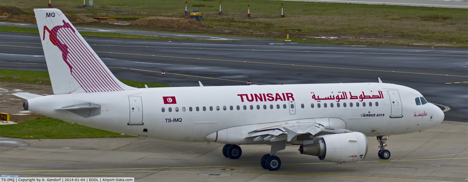TS-IMQ, 2007 Airbus A319-112 C/N 3096, Tunisair, seen here rolling at Düsseldorf Int'l(EDDL)