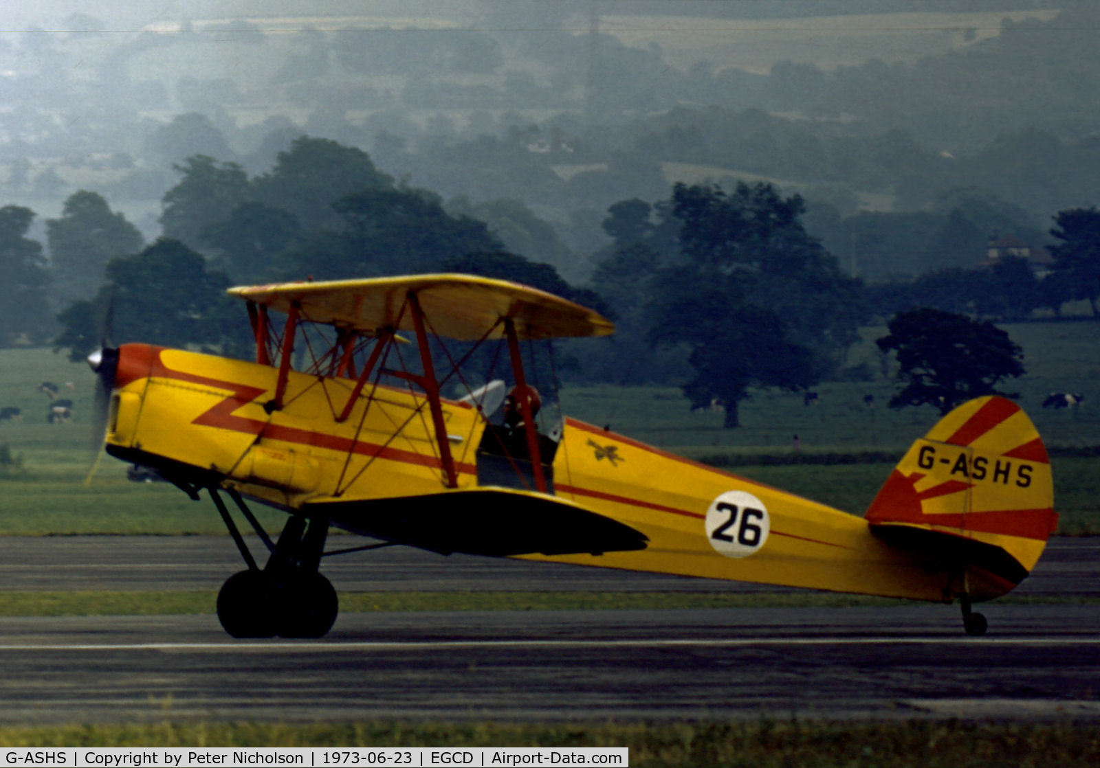 G-ASHS, 1946 Stampe-Vertongen SV-4C(G) C/N 265, Stampe SV-4C seen in action at the 1973 Woodford Airshow.