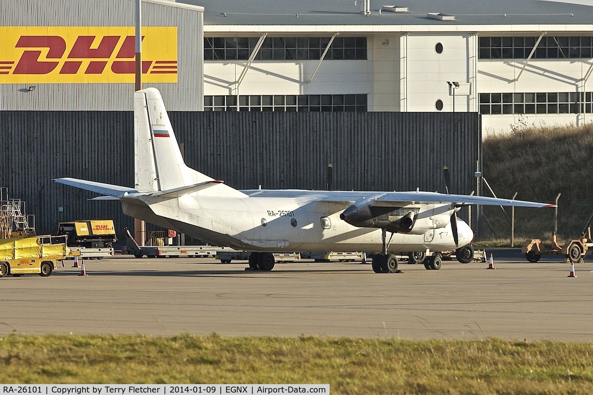 RA-26101, 1982 Antonov An-26B C/N 11908, Antonov An-26B, c/n: 11908 operating a Pskovavia cargo flight into East Midlands