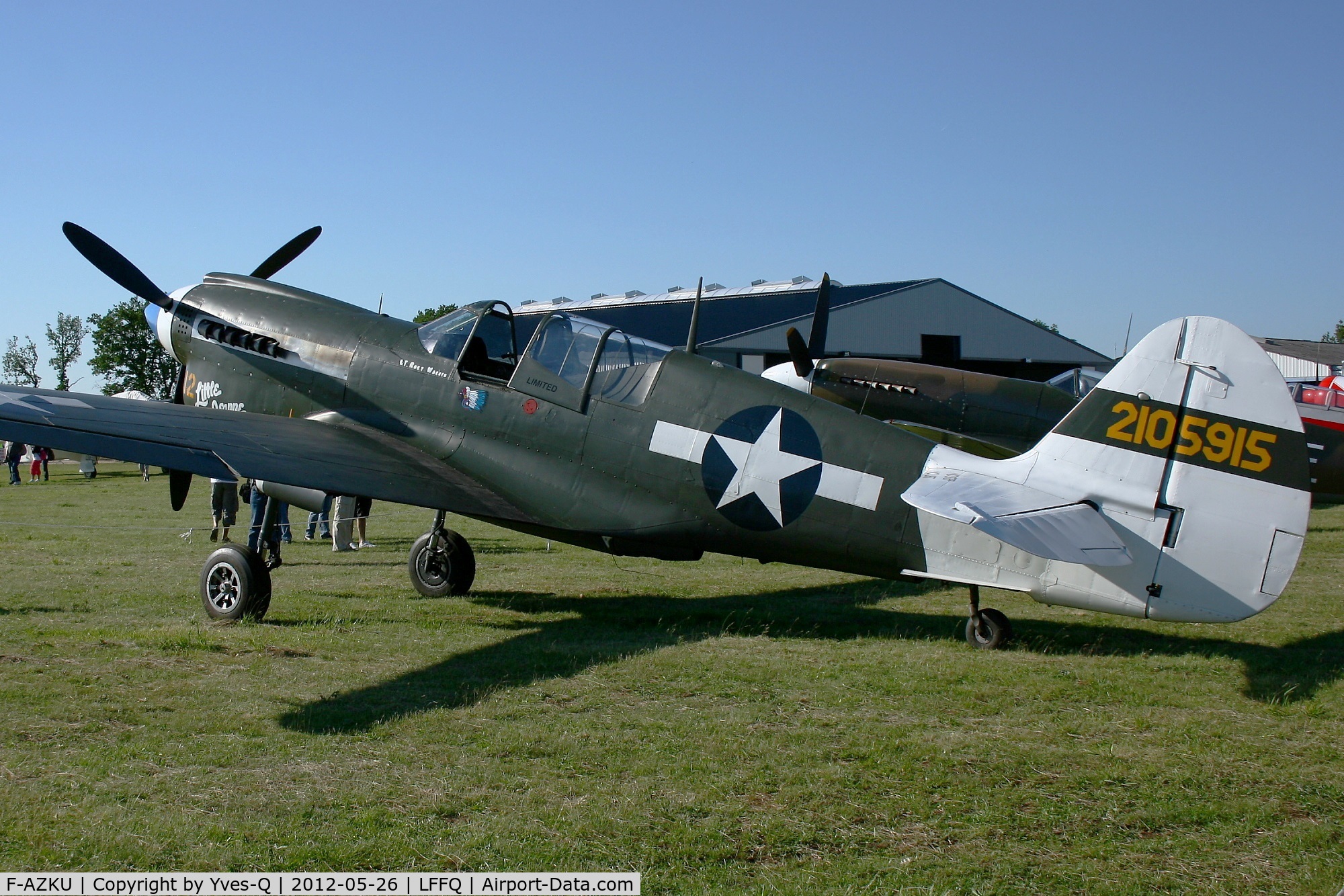 F-AZKU, 1942 Curtiss P-40N Warhawk C/N 29677, Curtiss P-40N Warhawk, La Ferté-Alais Airfield (LFFQ) Air Show (Le Temps Des Hélices) in may 2012