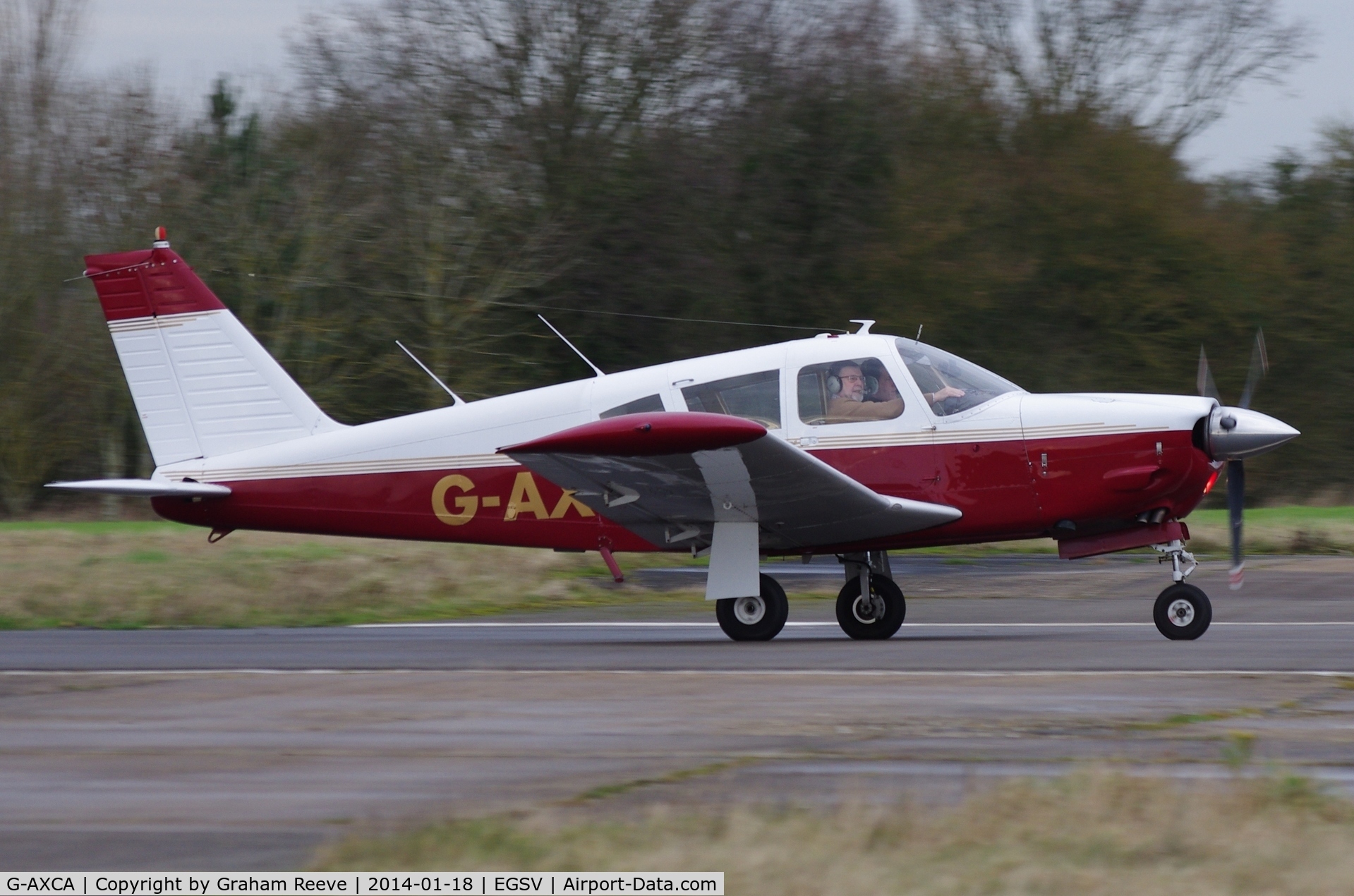 G-AXCA, 1969 Piper PA-28R-200 Cherokee Arrow C/N 28R-35053, Just landed.