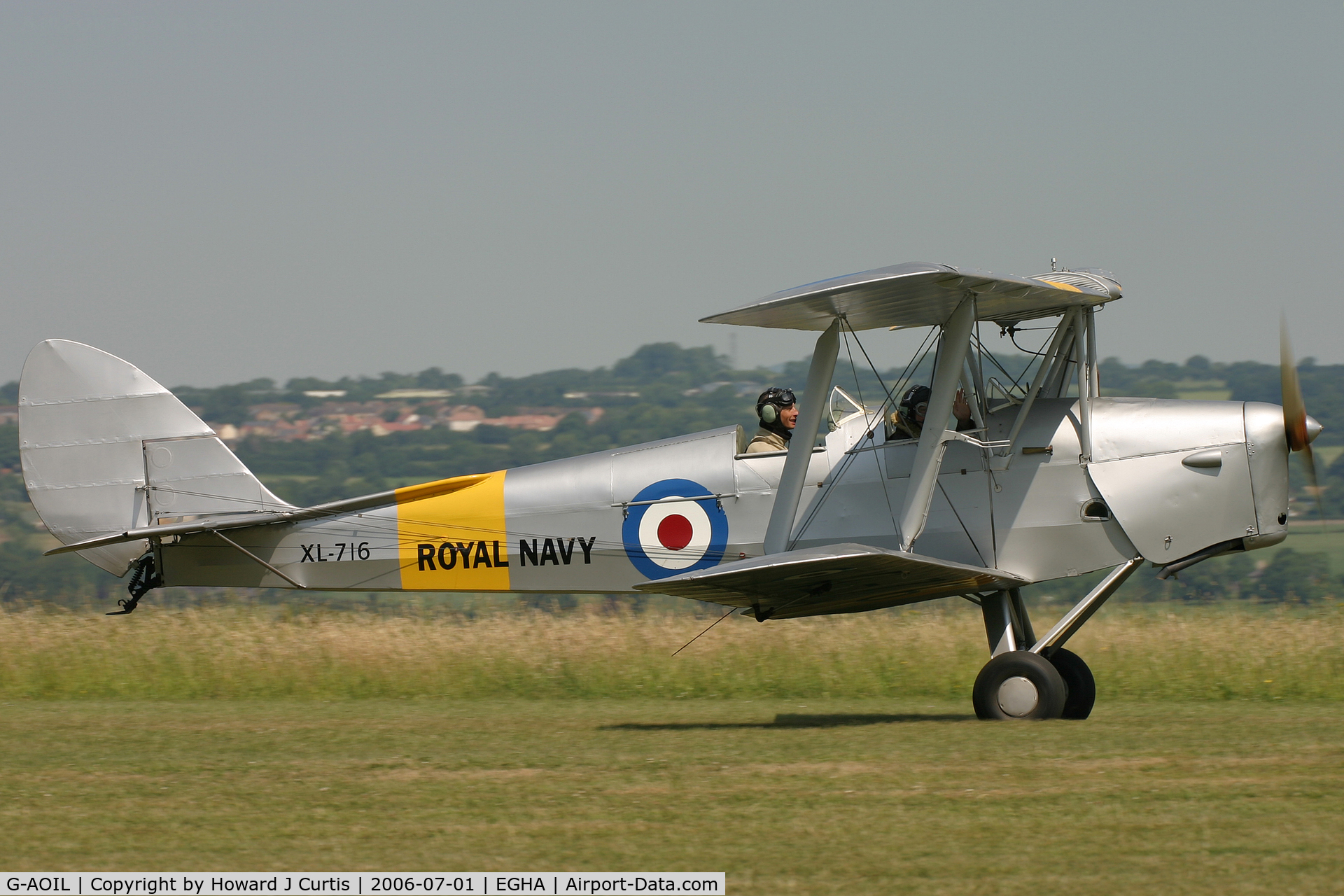 G-AOIL, 1940 De Havilland DH-82A Tiger Moth II C/N 83673, Painted in Royal Navy colours as 'XL-716'. Sadly written off on 15th May 2011.