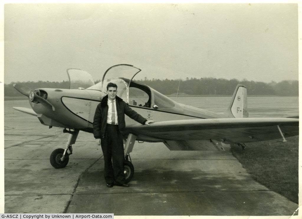 G-ASCZ, 1958 Piel CP-301A Emeraude C/N 233, Originally F-BIMG. This picture shows my father Peter Bennett with the aircraft, possibly when it first entered the country in 1958. I have been searching for my father for many years but without success. If you ever met him please get in touch.