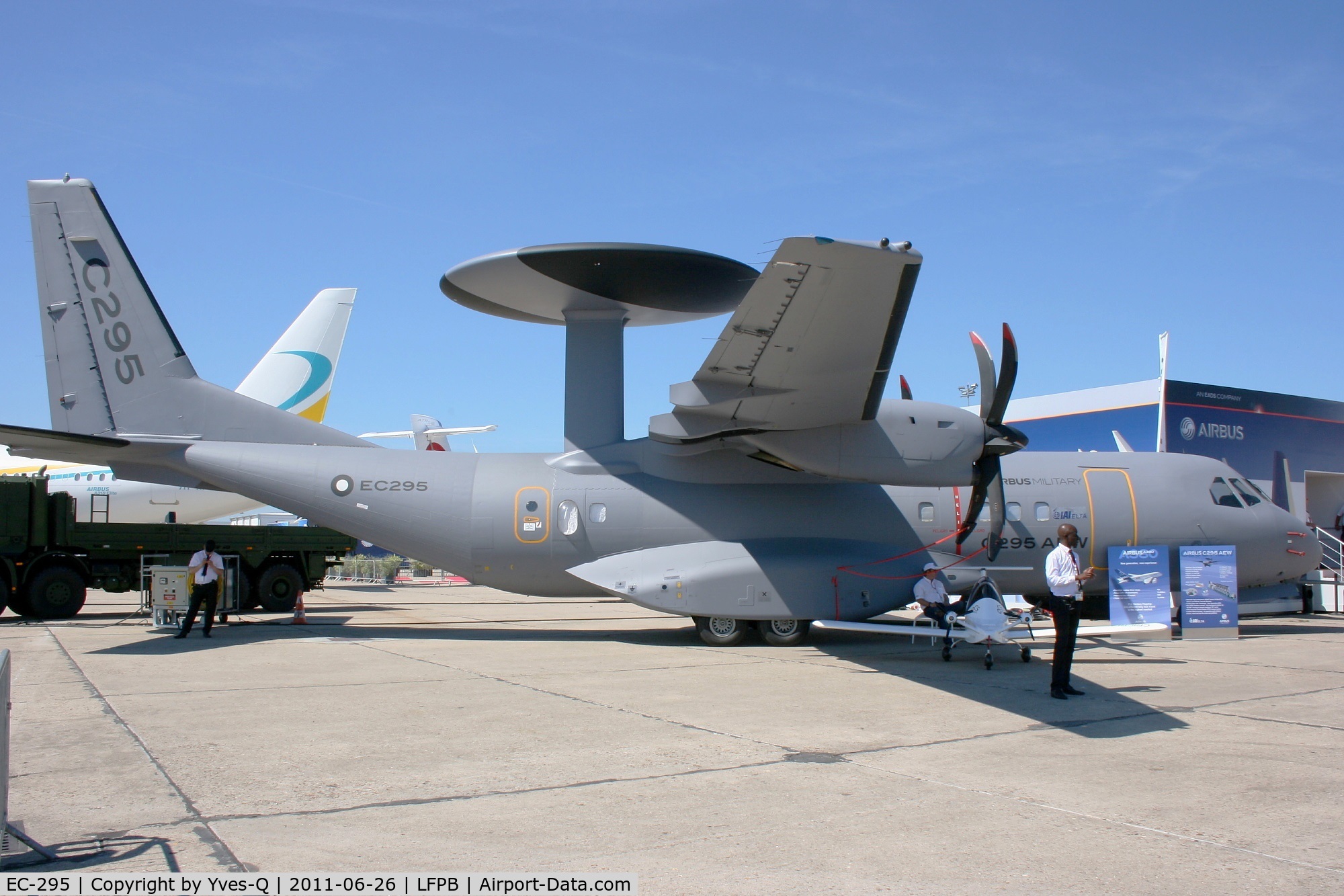 EC-295, 1997 CASA C-295M C/N P-001, Airbus Military C-295 AEW, Static display, Paris Le Bourget (LFPB-LBG) Air Show in june 2011. It's prototype airborne early warning and control version with 360 degree radar dome. The AESA radar was developed by IAI (Israel Aerospace Industries)