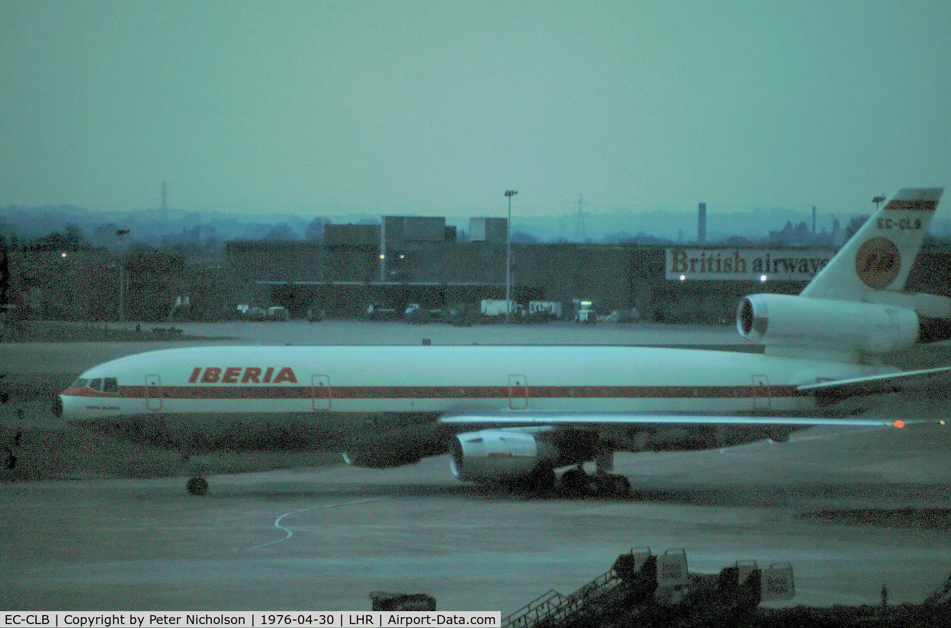 EC-CLB, 1974 McDonnell Douglas DC-10-30 C/N 47981, DC-10-30 of Iberia as seen at Heathrow in April 1976.