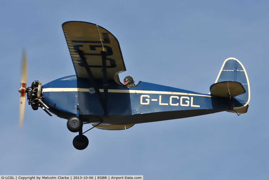 G-LCGL, 1993 Comper CLA7 Swift Replica C/N PFA 103-11089, Comper CLA7 Swift (Replica) at The Real Aeroplane Club's Pre-Hibernation Fly-In, Breighton Airfield, October 2013.
