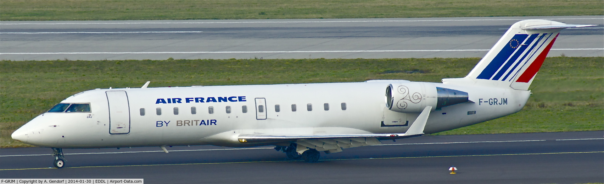 F-GRJM, 1998 Canadair CRJ-100ER (CL-600-2B19) C/N 7222, Brit Air (Air France cs.), seen here taxiing at Düsseldorf Int'l(EDDL)