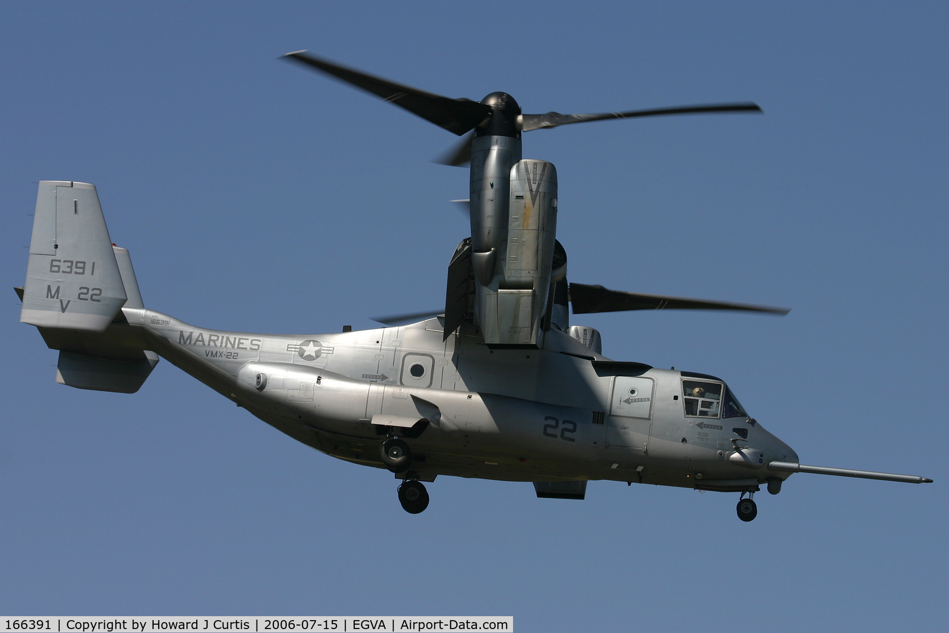 166391, Bell-Boeing MV-22B Osprey C/N D0058, RIAT 2006. MV-22/VMX-22, USMC.