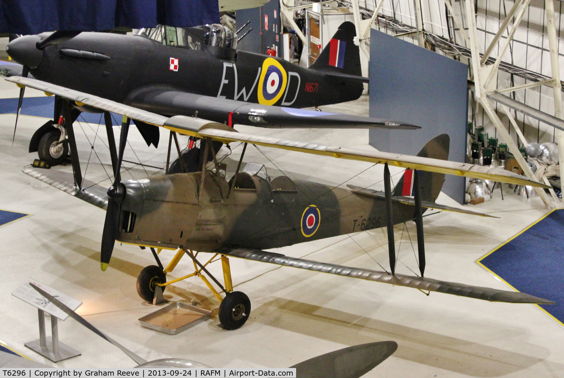 T6296, De Havilland DH-82A Tiger Moth II C/N 84711, On display at the RAF Museum, Hendon.
