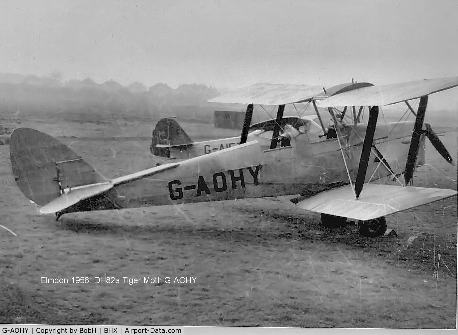 G-AOHY, 1939 De Havilland DH-82A Tiger Moth II C/N 3850, G-AOHY in 1958. at Elmdon (Birmingham)