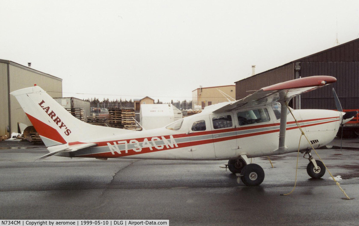 N734CM, Cessna U206G Stationair C/N U20604821, Larry's Flying Service N734CM sits on the ramp at Dillingham, AK on 10 May 1999.