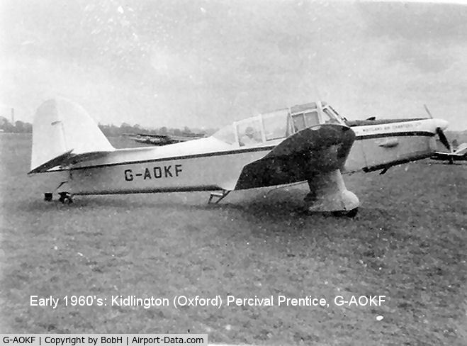 G-AOKF, 1956 Percival P-40 Prentice T1 C/N PAC-130, G-AOKF at Kidlington, 1959 or 1960.