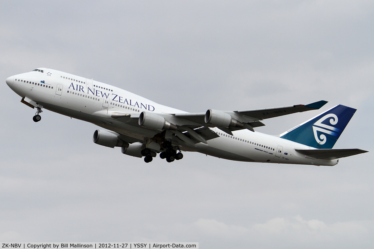 ZK-NBV, 1998 Boeing 747-419 C/N 26910, away to AKL