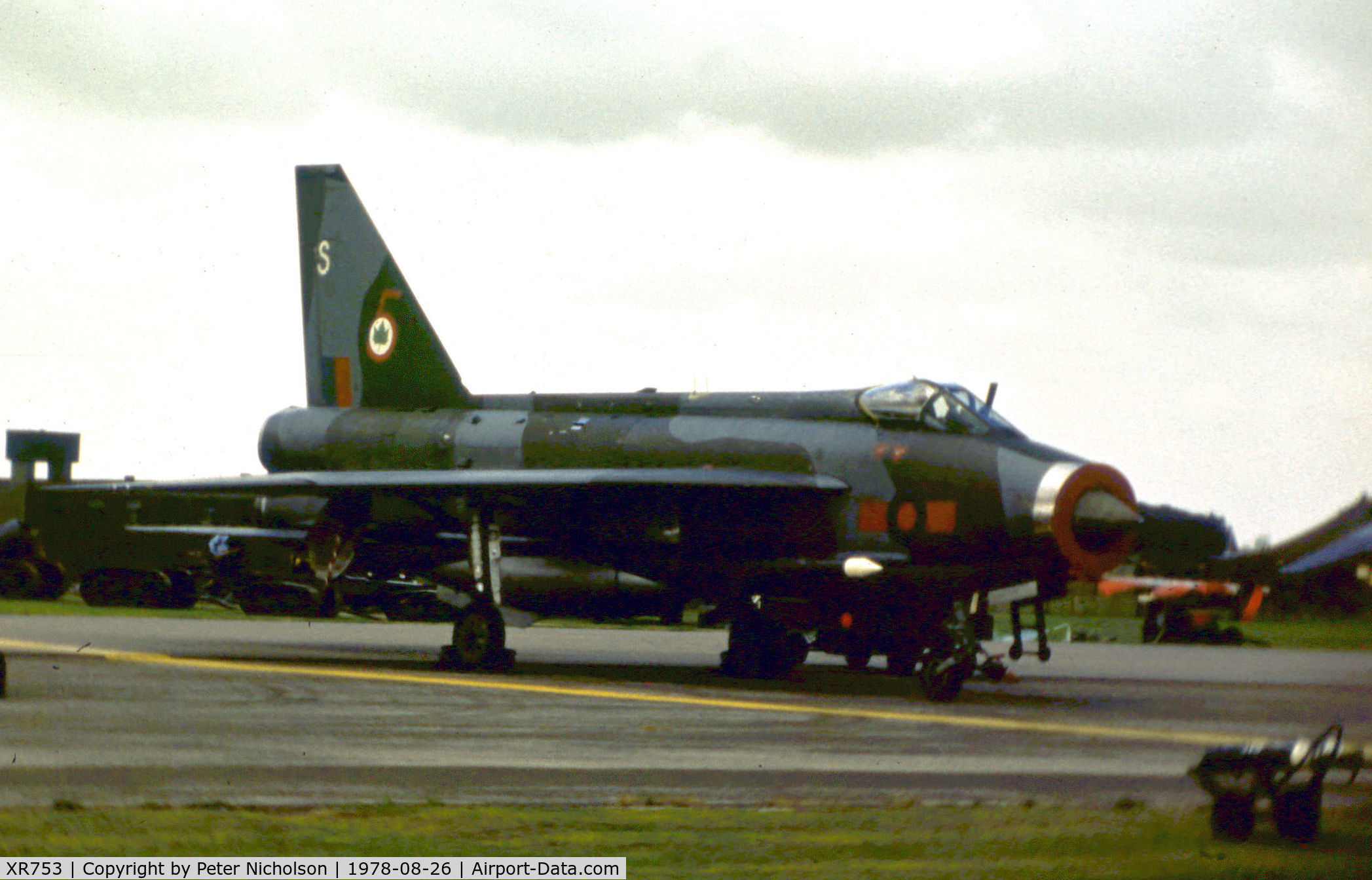 XR753, 1965 English Electric Lightning F.6 C/N 95218, Lightning F.6 of 5 Squadron on display at the 1978 RAF Binbrook Airshow.