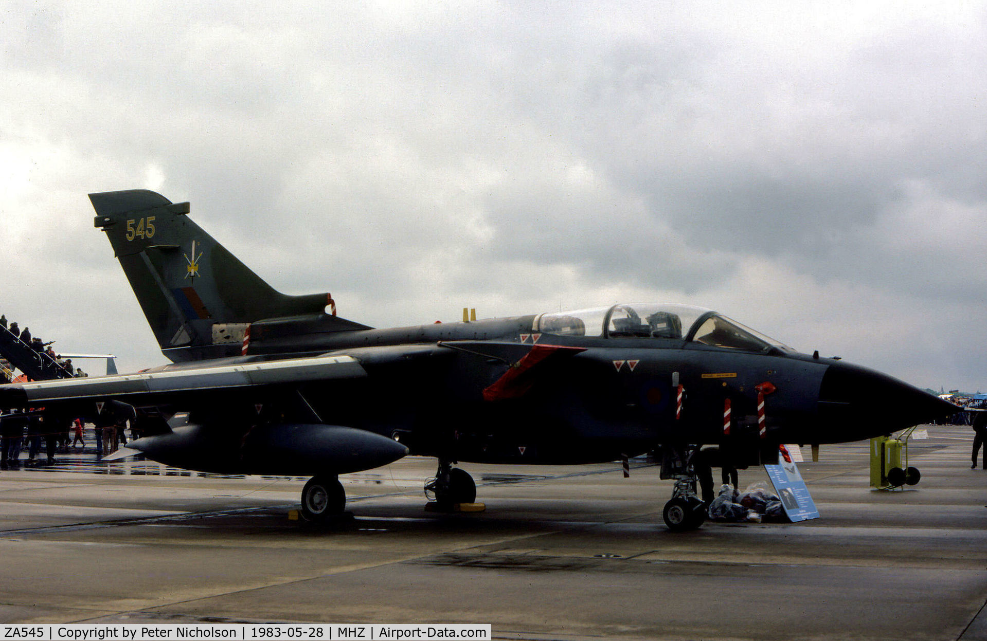 ZA545, 1981 Panavia Tornado GR.1 C/N 057/BS014/3029, Tornado GR.1 of the Tactical Weapons Conversion Unit on display at the 1983 RAF Mildenhall Air Fete.