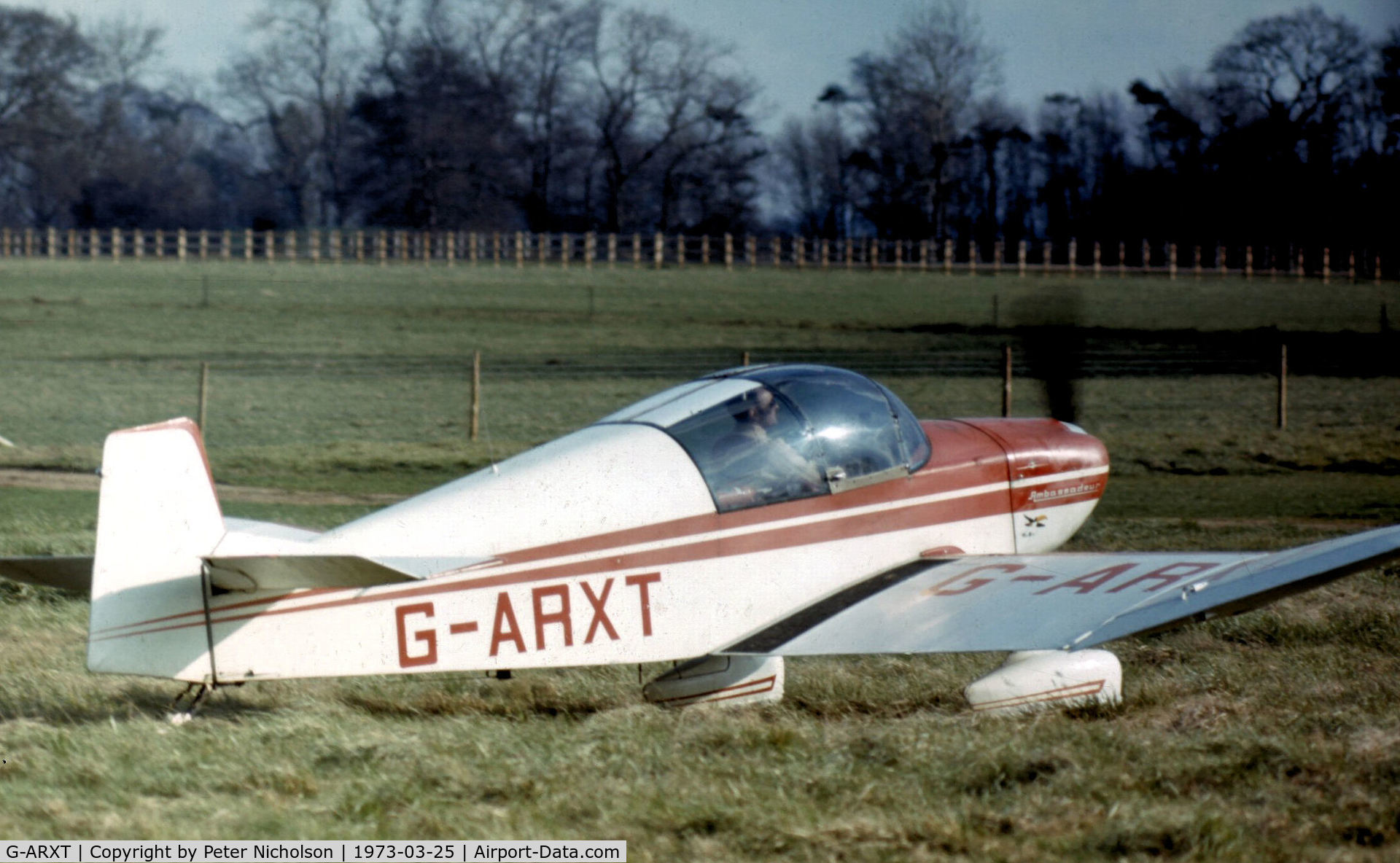 G-ARXT, 1962 SAN Jodel DR-1050 Ambassadeur C/N 355, Jodel Ambassadeur as seen at Old Warden Airshow in the Spring of 1973.