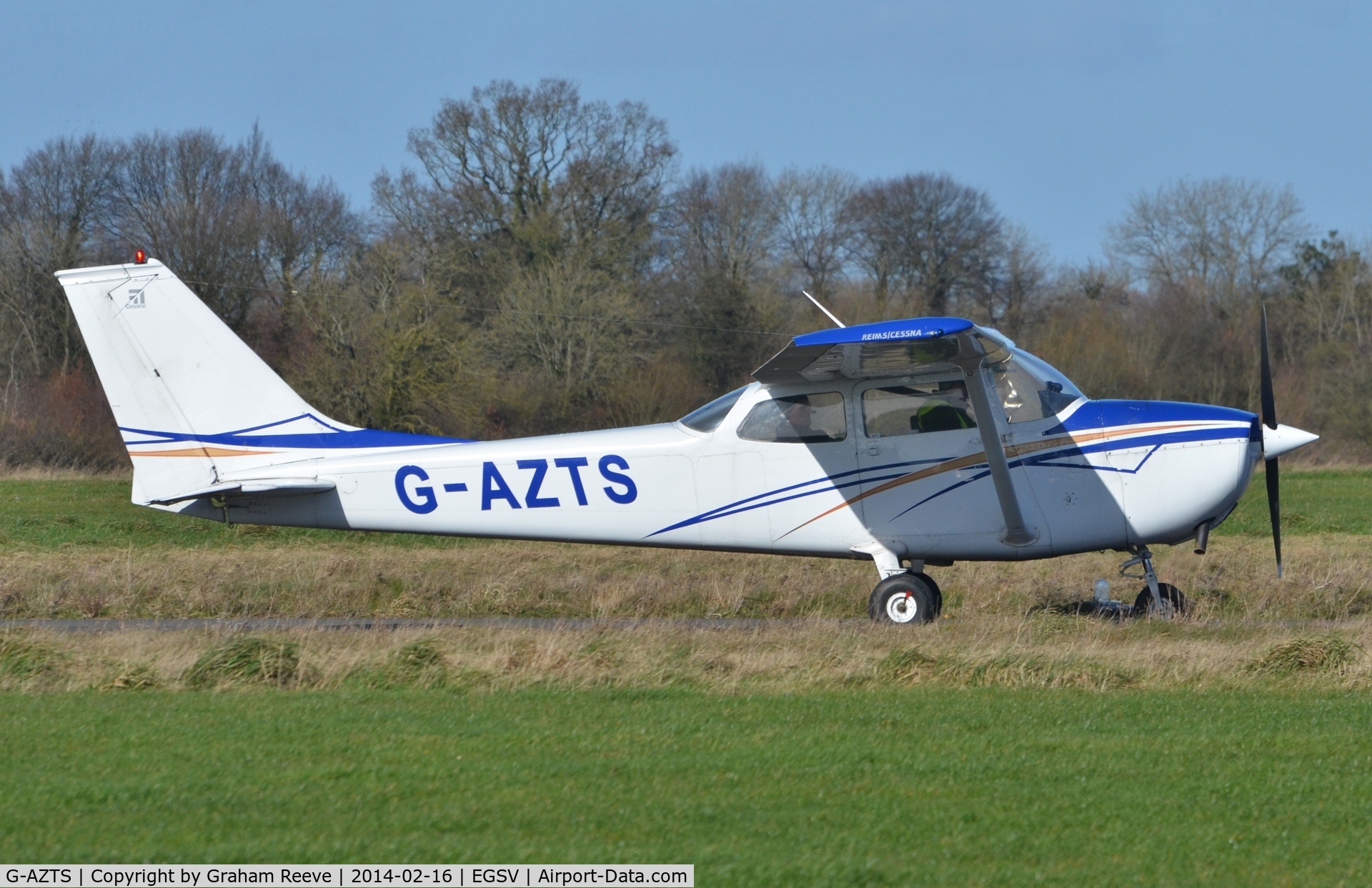 G-AZTS, 1972 Reims F172L Skyhawk C/N 0866, Just landed.