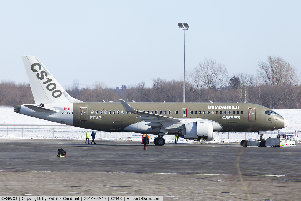 C-GWXJ, 2013 Bombardier CSeries CS100 (BD-500-1A10) C/N 50003, FTV3 outside for an engine test today. Third test aircraft for the CSeries program.