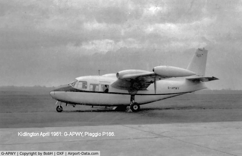 G-APWY, 1959 Piaggio P-166AL-1 C/N 362, G-APWY Seen here at Kidlington in April 1961.
