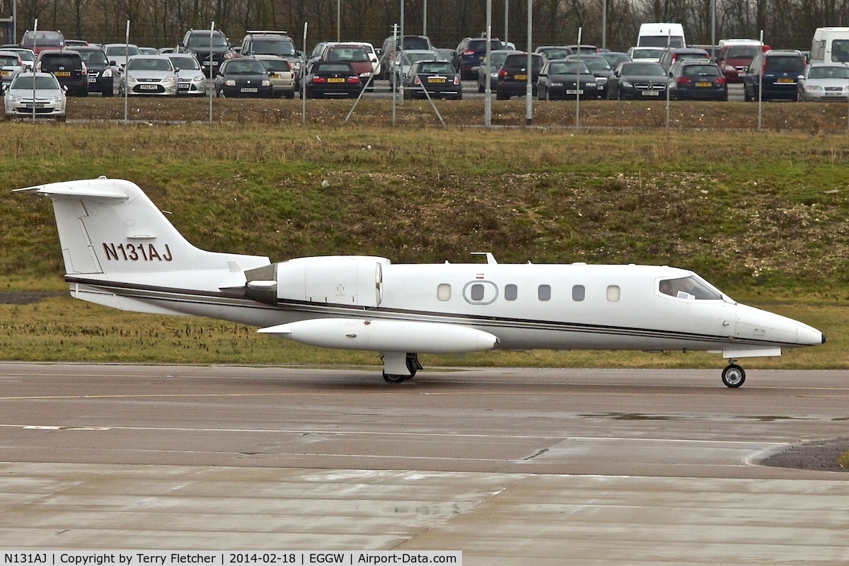 N131AJ, 1981 Gates Learjet 35A C/N 381, 1981 Gates Learjet Corp. 35A, c/n: 381 - taxies for departure from Luton to Keflavik on a Medivac flight