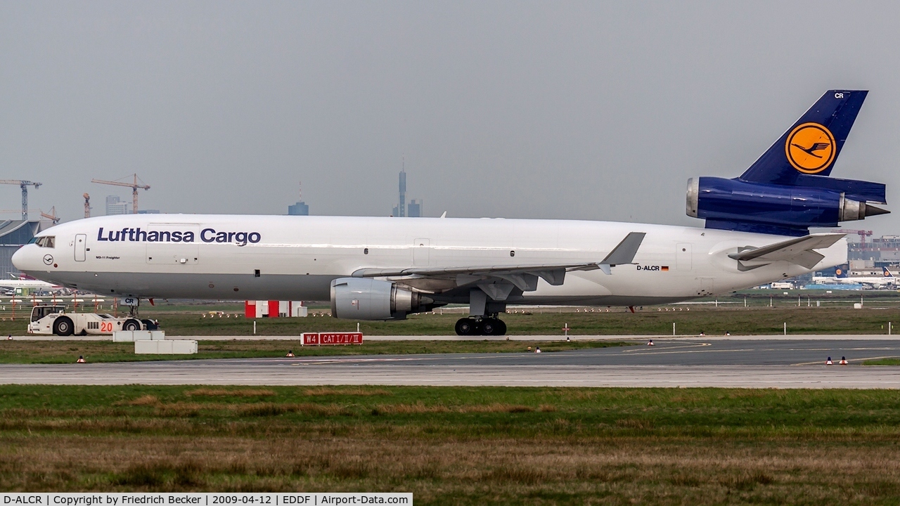 D-ALCR, 1994 McDonnell Douglas MD-11F C/N 48581, being towed to the cargo center