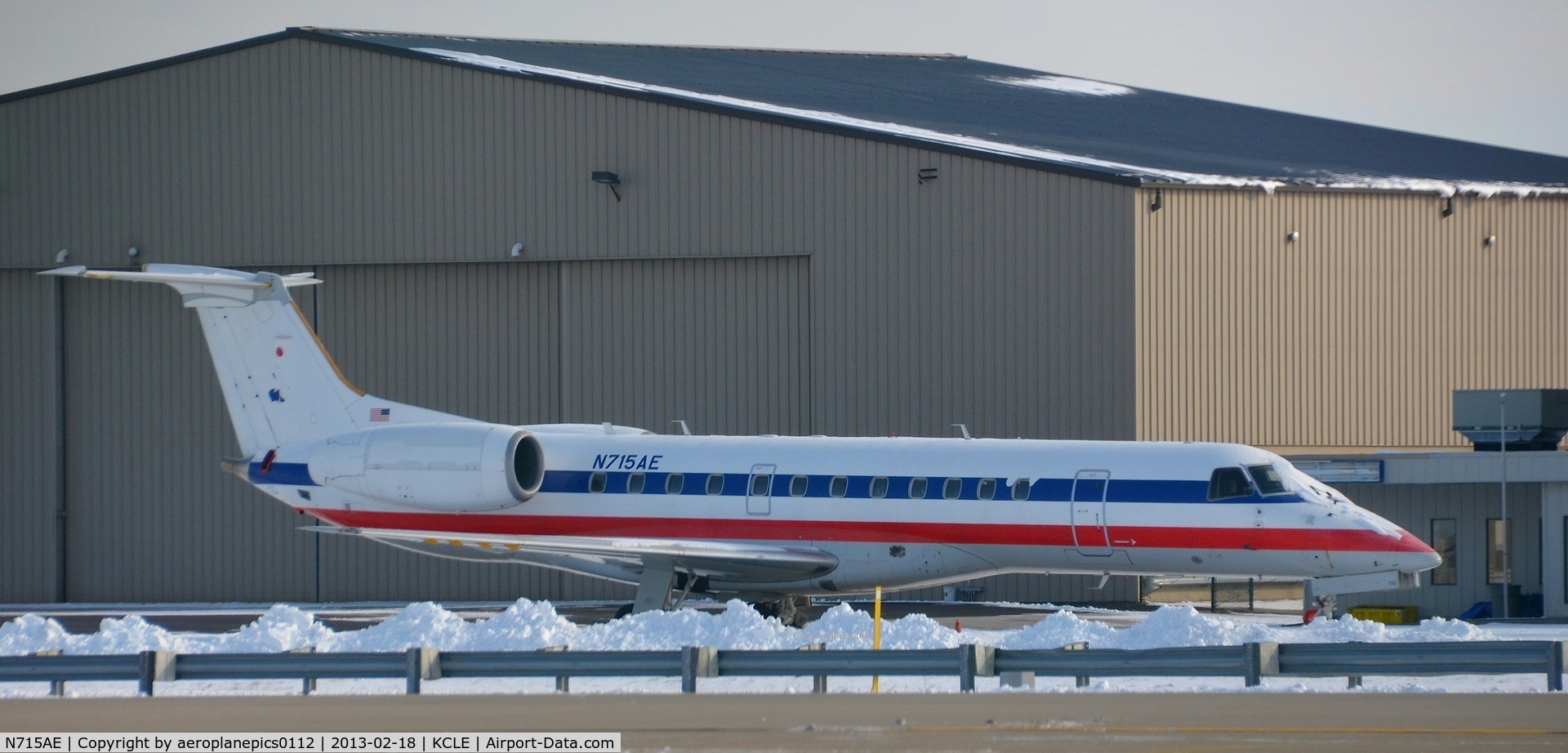 N715AE, 2000 Embraer ERJ-135LR (EMB-135LR) C/N 145262, N715AE seen at KCLE awaiting maintenance at Constant Aviation. Stored at CLE 19-11-2012. See more photos at OPShots.net