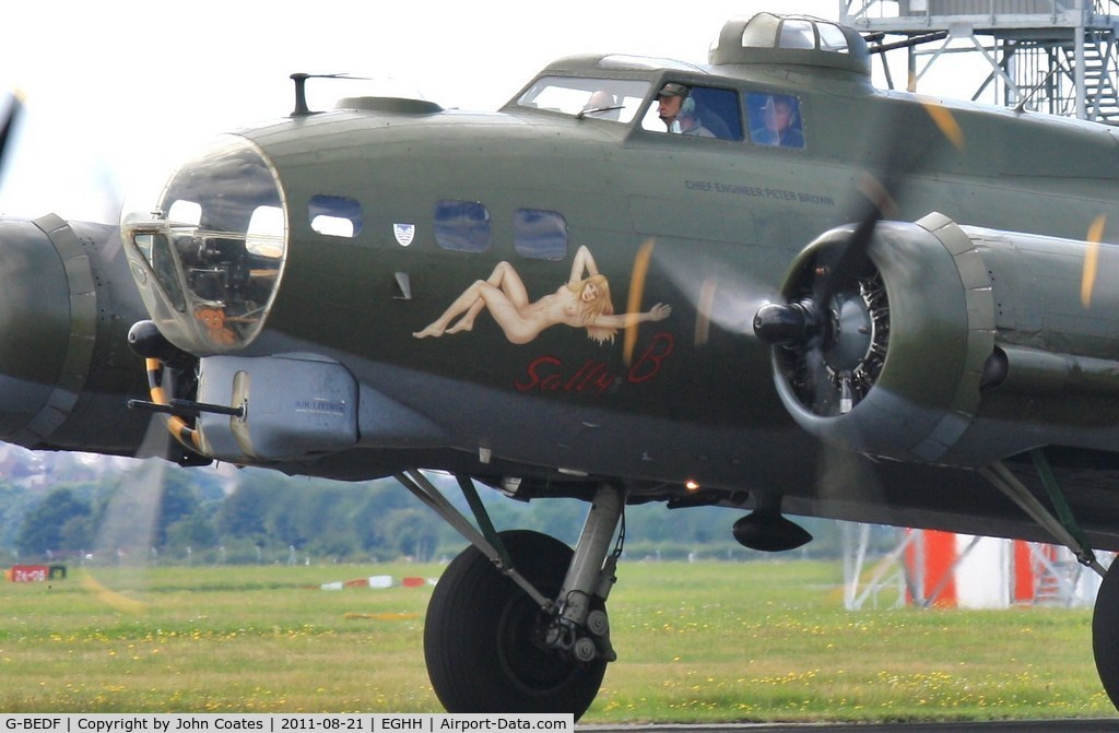 G-BEDF, 1944 Boeing B-17G Flying Fortress C/N 8693, Close up taxiing by...great artwork.