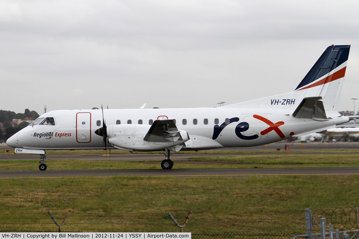 VH-ZRH, 1996 Saab 340B C/N 340B-392, taxi to 34R