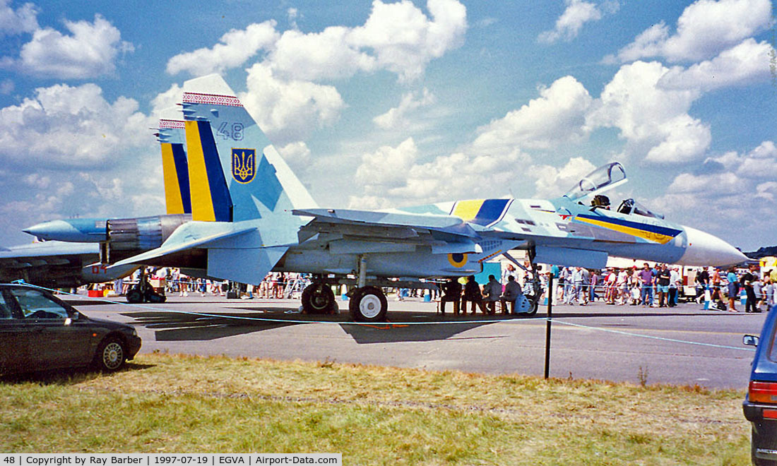 48, Sukhoi Su-27A C/N 36911014411, Sukhoi Su-27A Flanker [36911014411] (Ukranian Air Force) RAF Fairford~G 19/07/1997