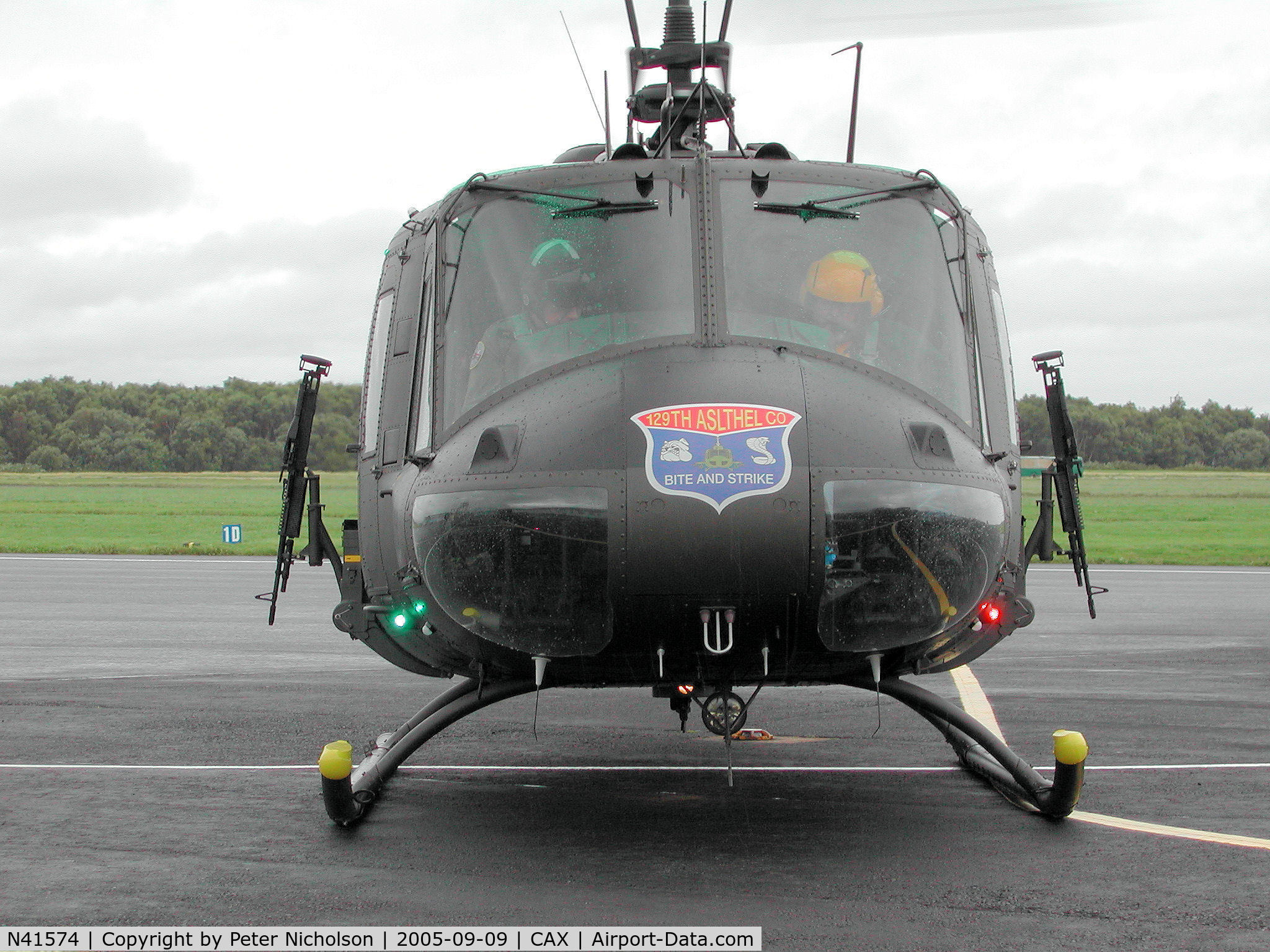 N41574, 1972 Bell UH-1H Iroquois C/N 13208, US Army markings as seen on this restored UH-1H Iroquois at Carlisle in September 2005 prior to taking up United Kingdom registration.