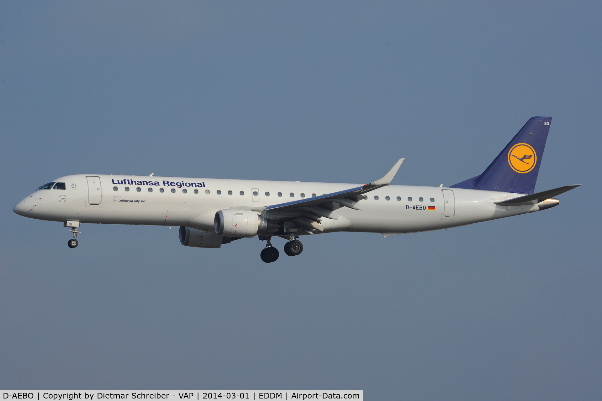 D-AEBO, 2012 Embraer 195LR (ERJ-190-200LR) C/N 19000542, Lufthansa Regional Embraer 195
